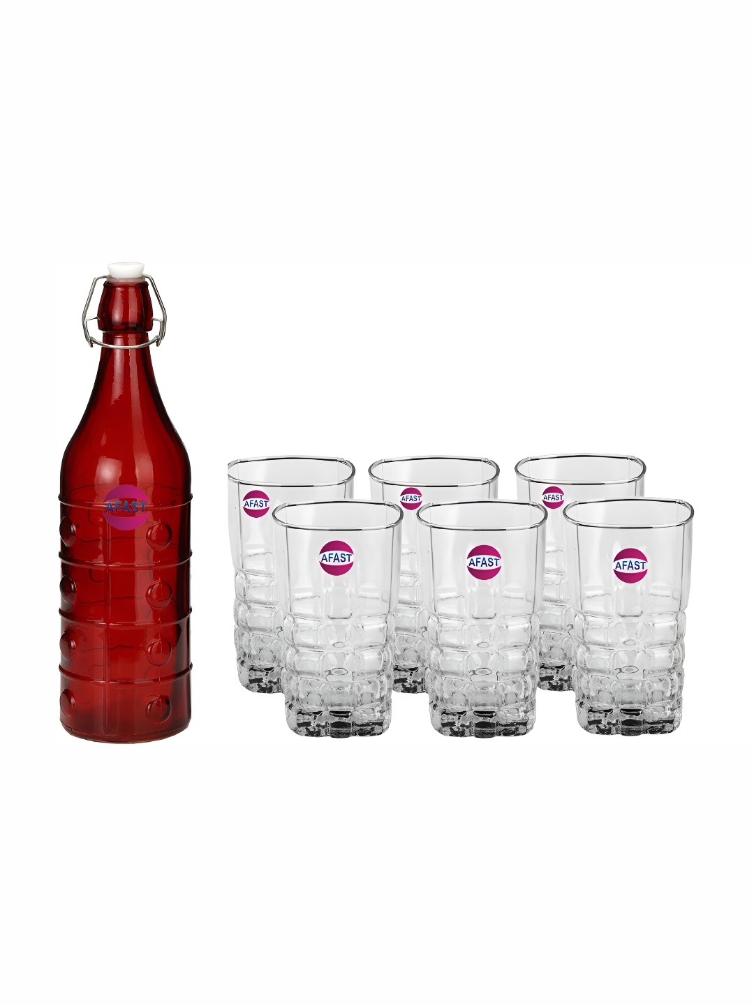

Afast Red & Transparent 7 Pcs Glasses With Water Bottle