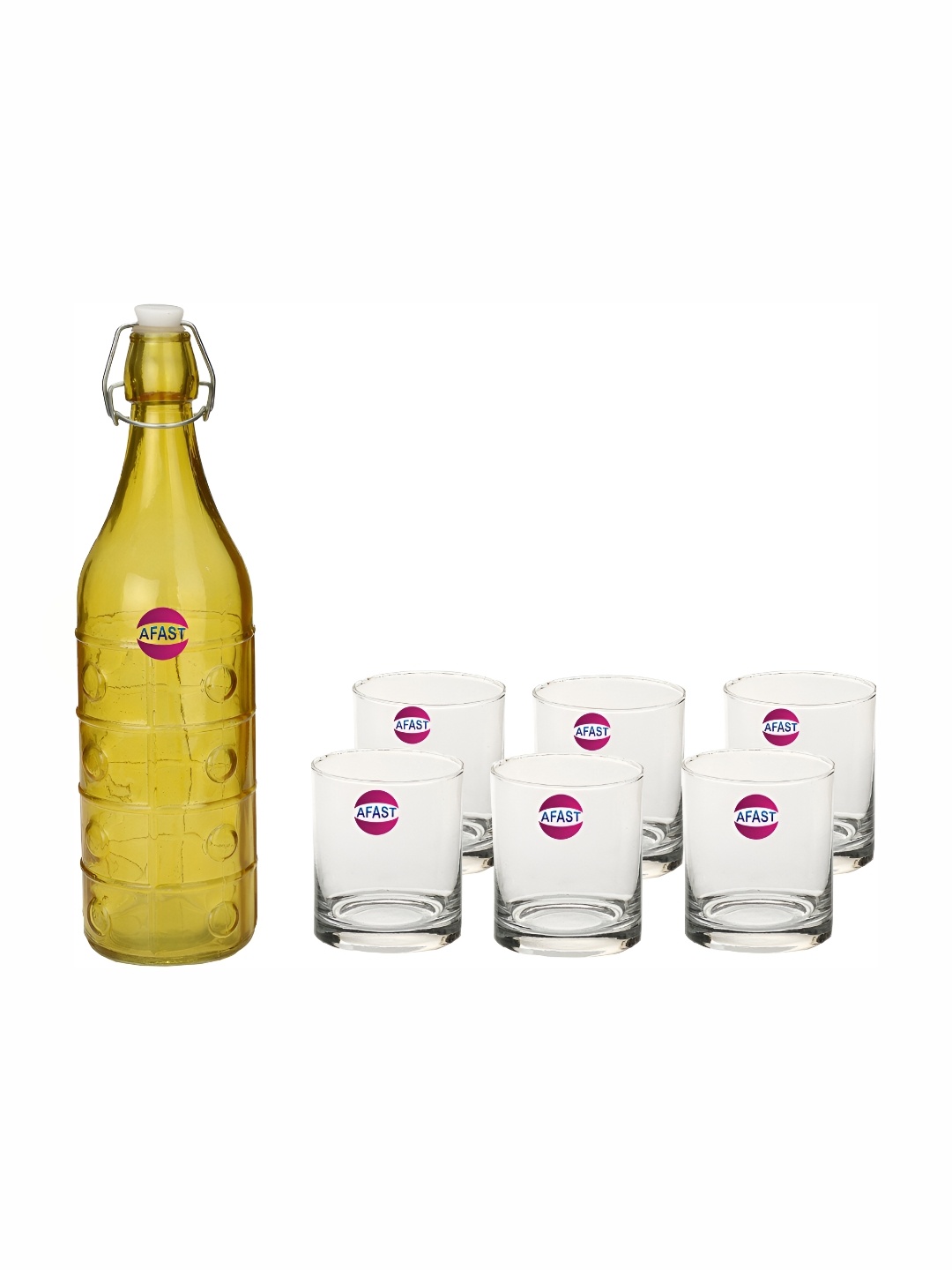 

Afast Yellow & Transparent 7 Pcs Glasses With Water Bottle