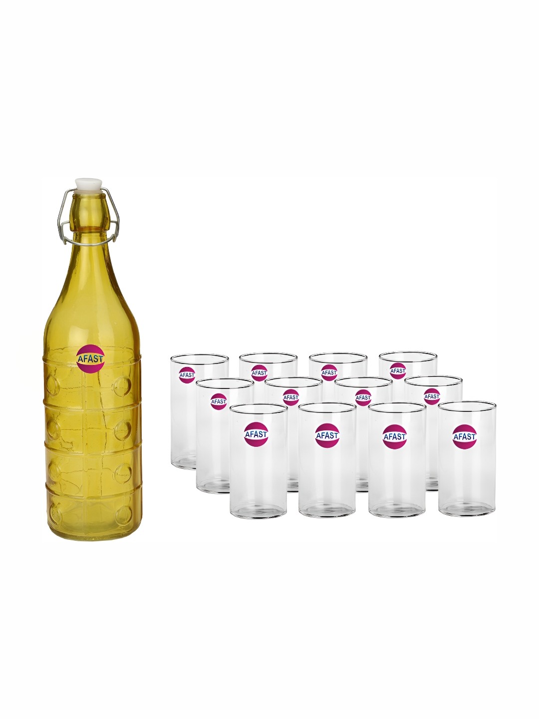 

Afast Yellow & Transparent 13 Pieces Glasses With 1 Water Bottle