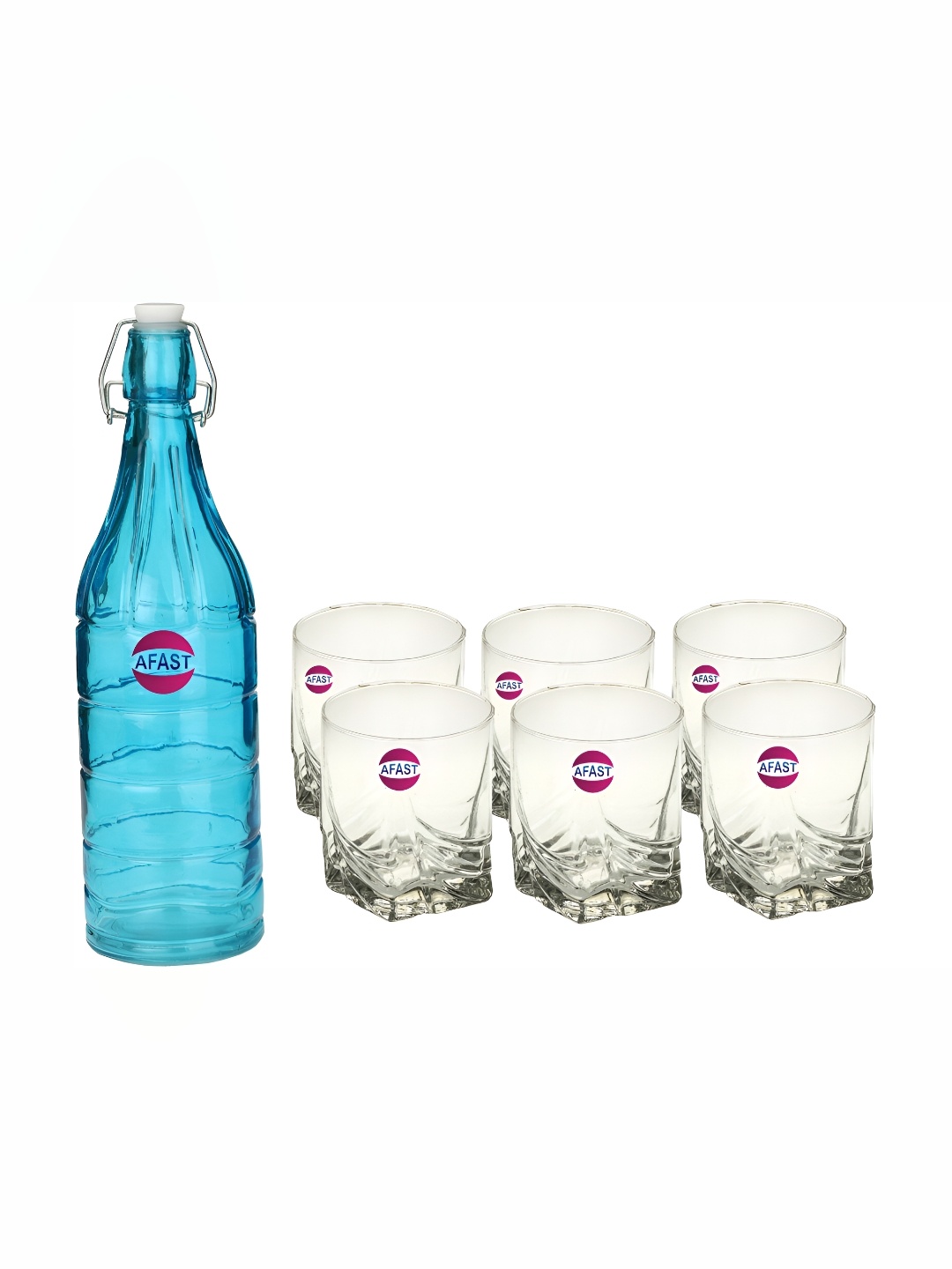 

Afast Blue & Transparent 7 Pcs Whisky Glass With Water Bottle