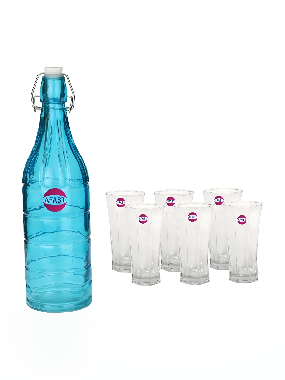 

Afast Blue & Transparent 7 Pieces Glasses With Water Bottle Set