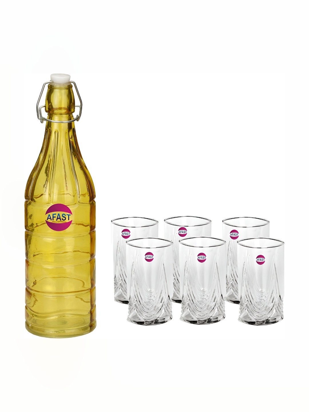 

Afast Yellow & Transparent 7 Pieces Bottle And Glass Set