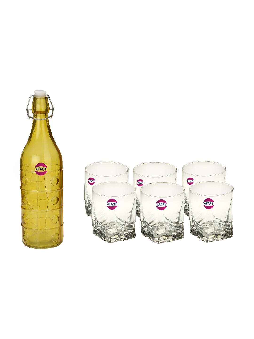 

Afast Yellow & Transparent 7 Pieces Glasses With Water Bottle Set