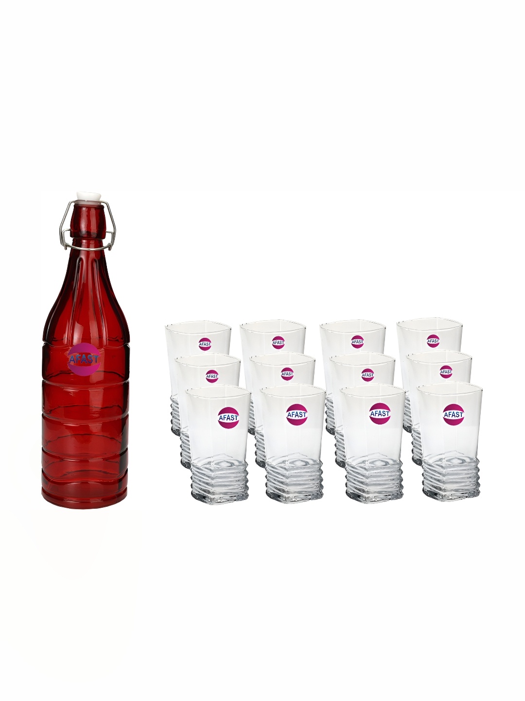 

Afast Red & Transparent 13 Pcs Glasses With Water Bottle Set