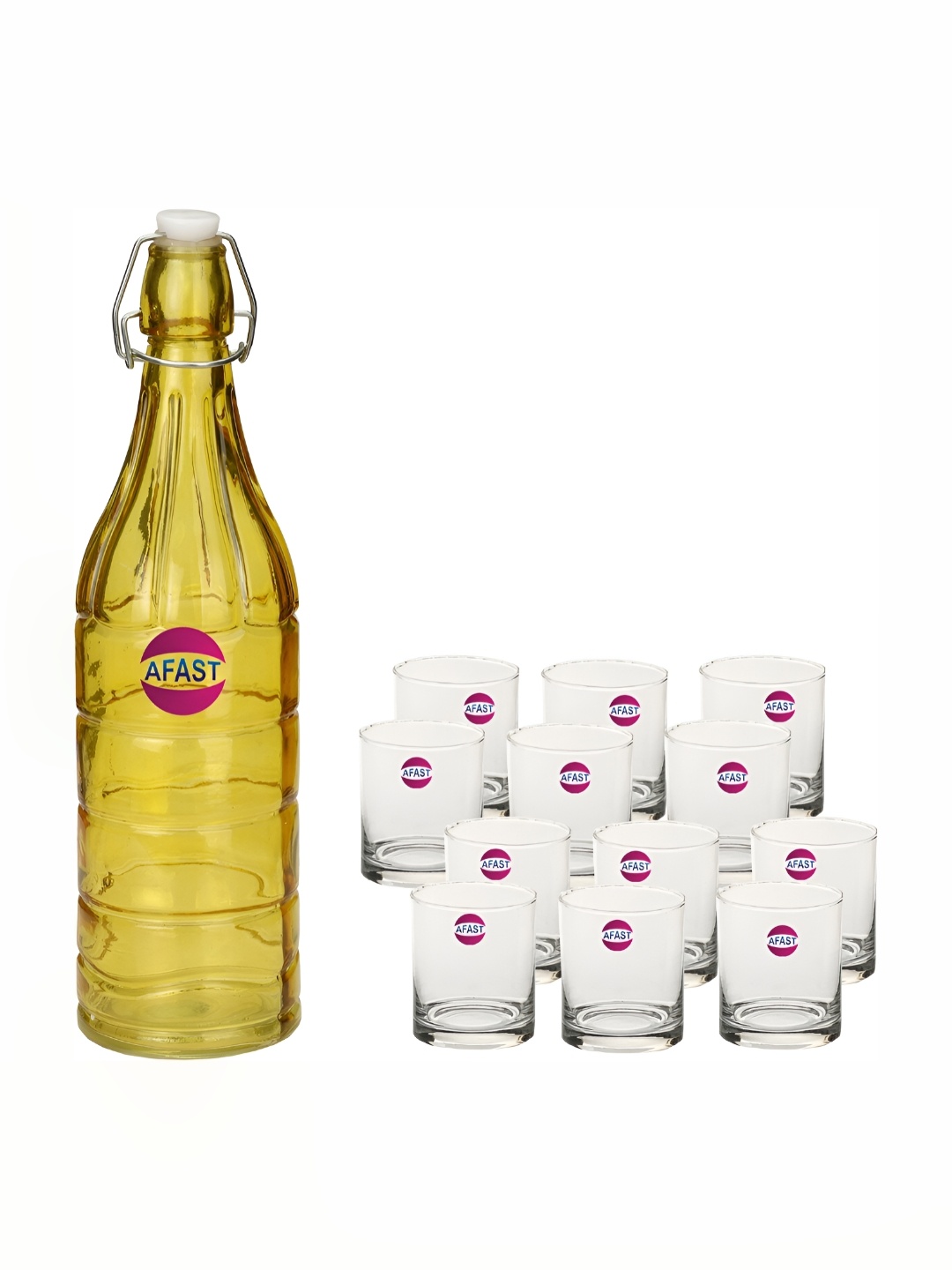 

Afast Yellow & Transparent 13 Pcs Glasses With Water Bottle Set