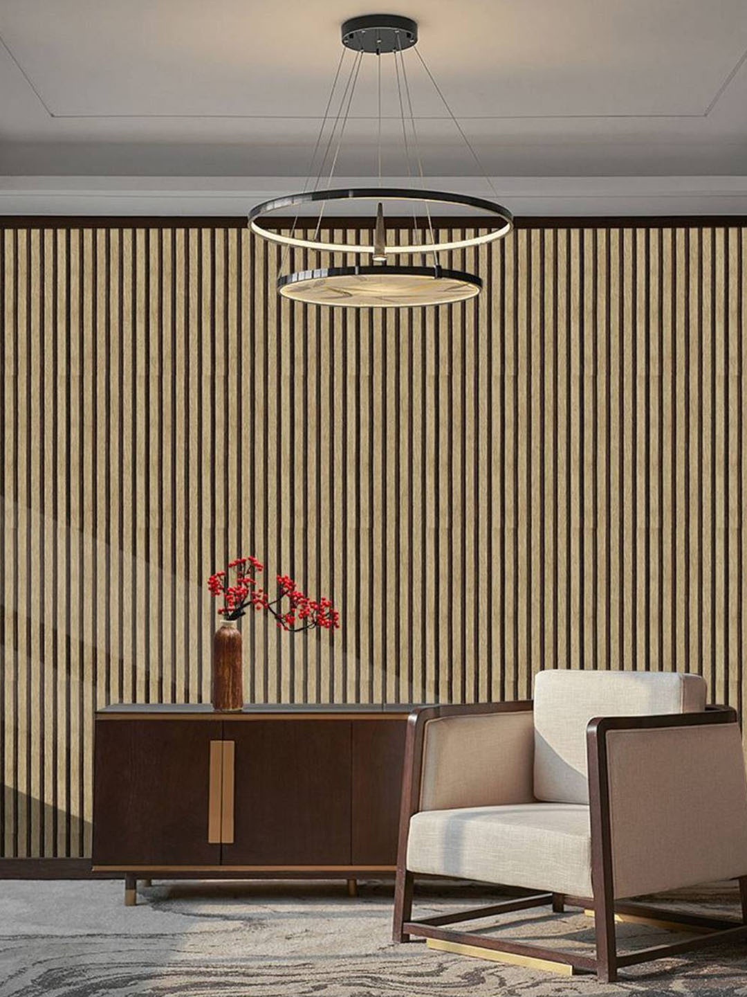 

Jaamso Royals Brown Striped Self Adhesive Wallpaper