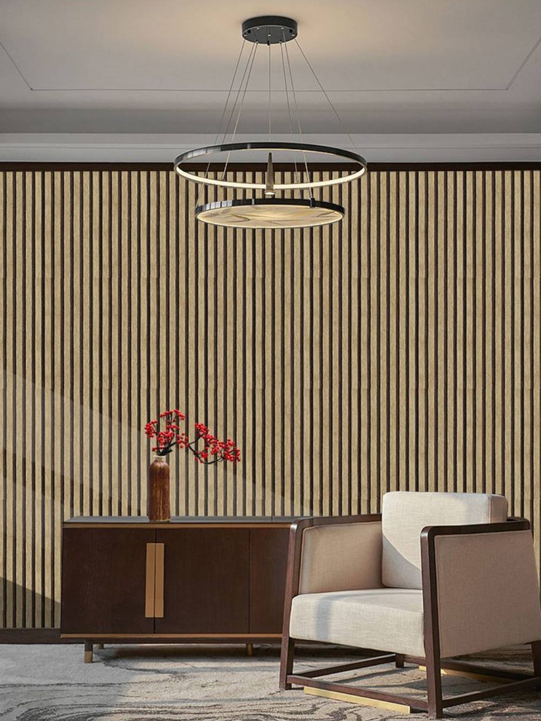 

Jaamso Royals Beige & Black Striped Wooden Pattern Peel and Stick Wallpaper