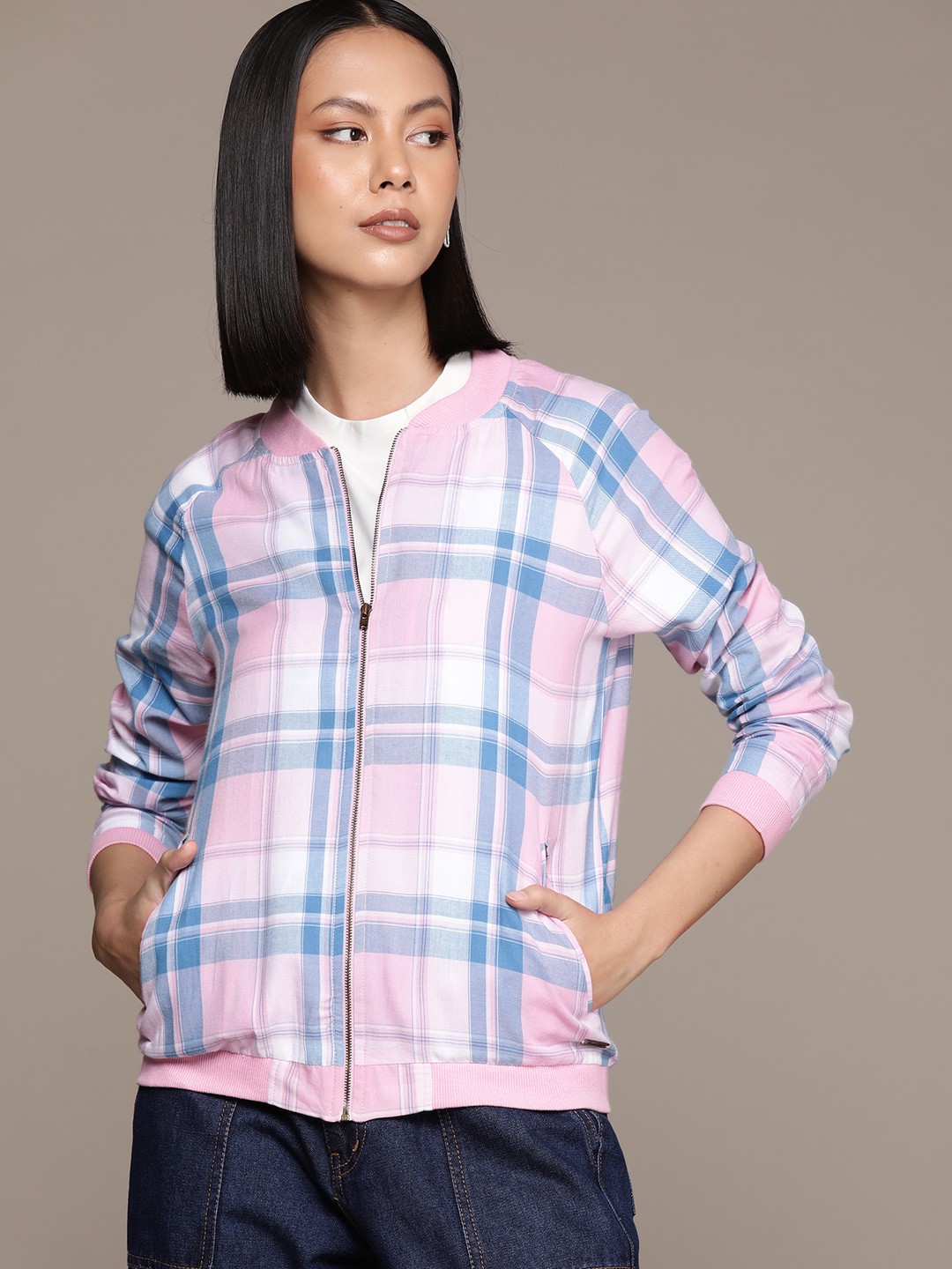 

Roadster Checked Pure Cotton Sweatshirt, Pink