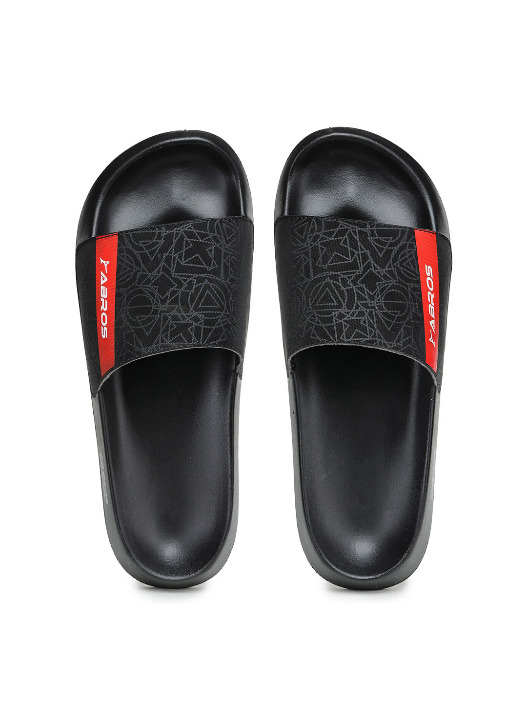 

ABROS Men Self Design Rubber Sliders, Black
