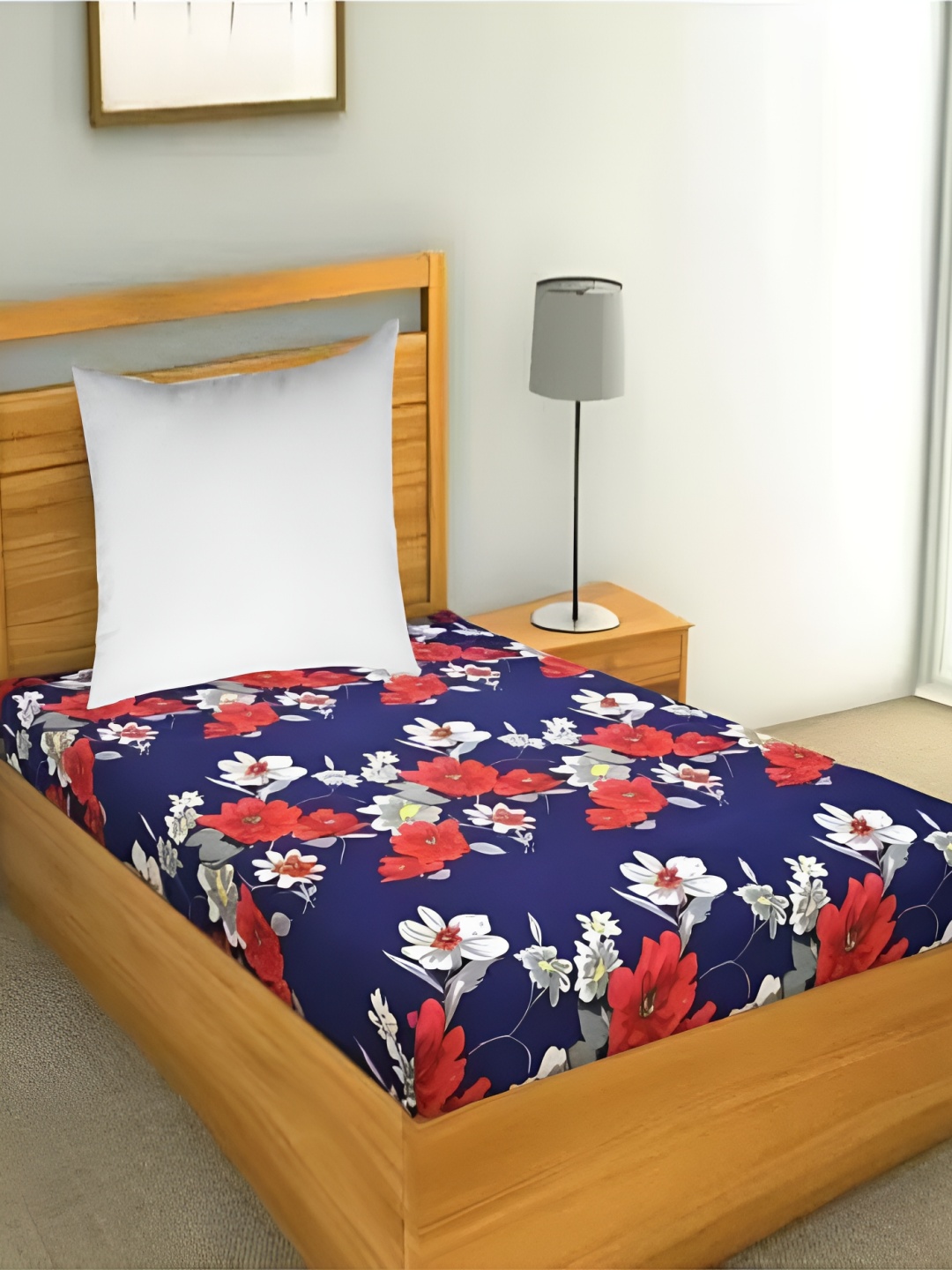 

Supreme Home Collective Blue Floral Microfiber 144 TC Single Bedsheet