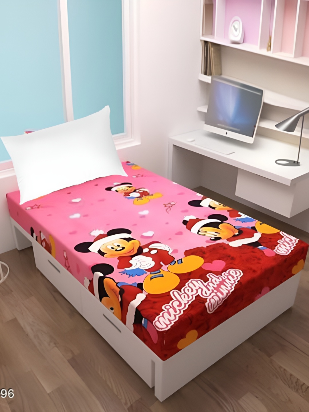 

Supreme Home Collective Pink & Red Cartoon Characters 144 TC Single Bedsheet