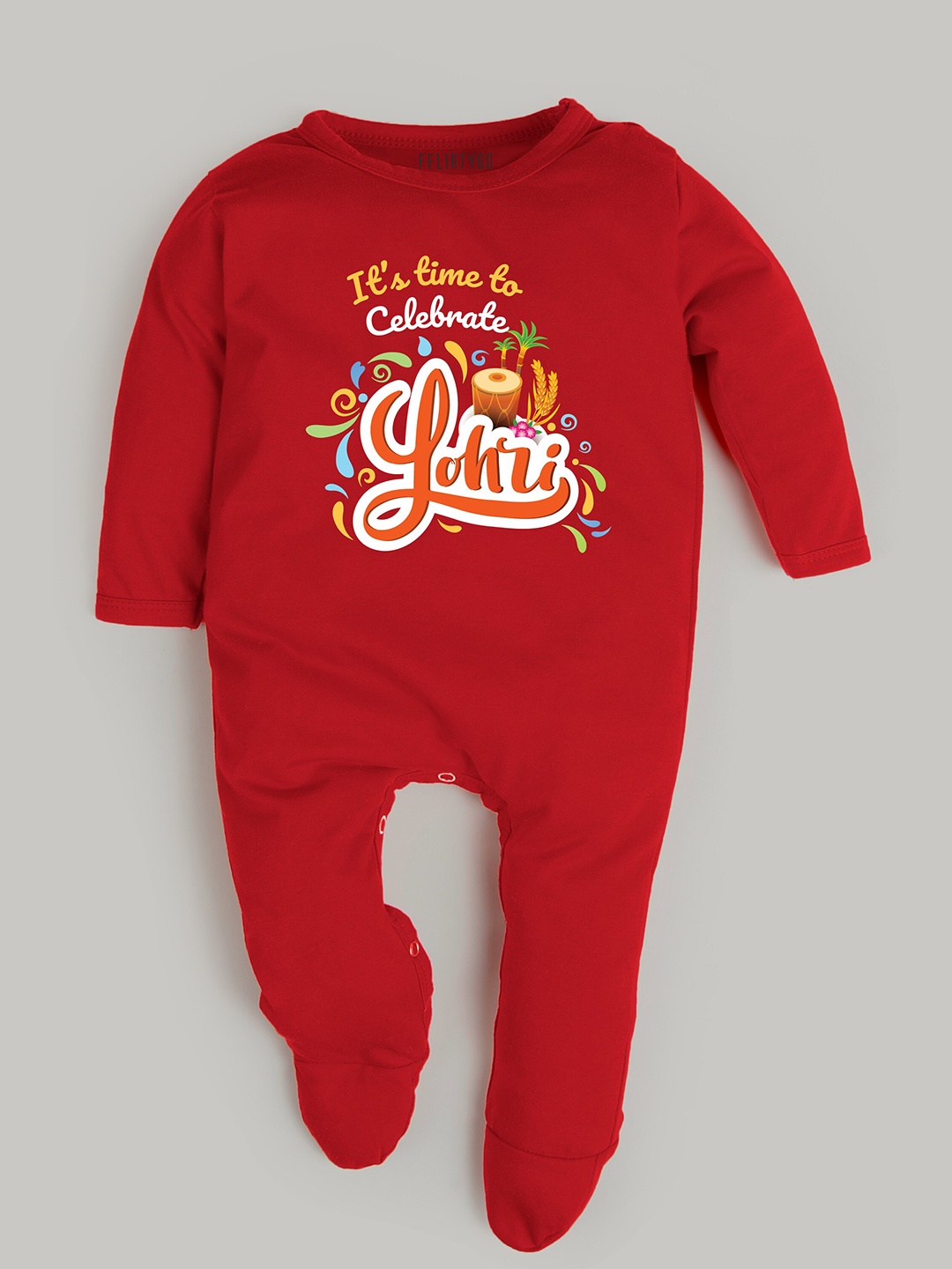 

FFLIRTYGO Infants Printed Pure Cotton Sleepsuit, Red