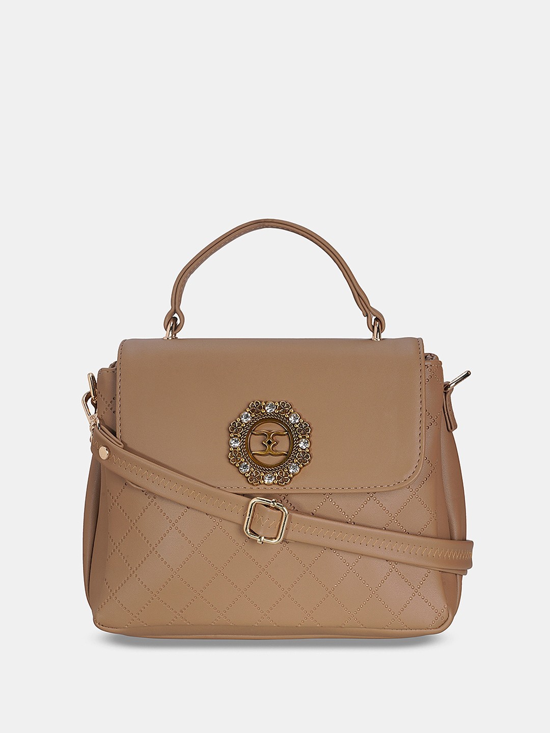 

ESBEDA Structured Quilted Detail Sling Bag, Beige