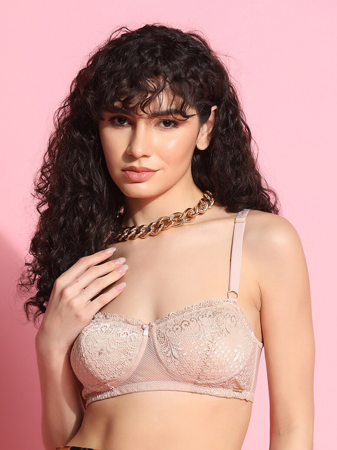 

Da Intimo Self Design Medium Coverage Underwired Balconette Bra With All Day Comfort, Beige
