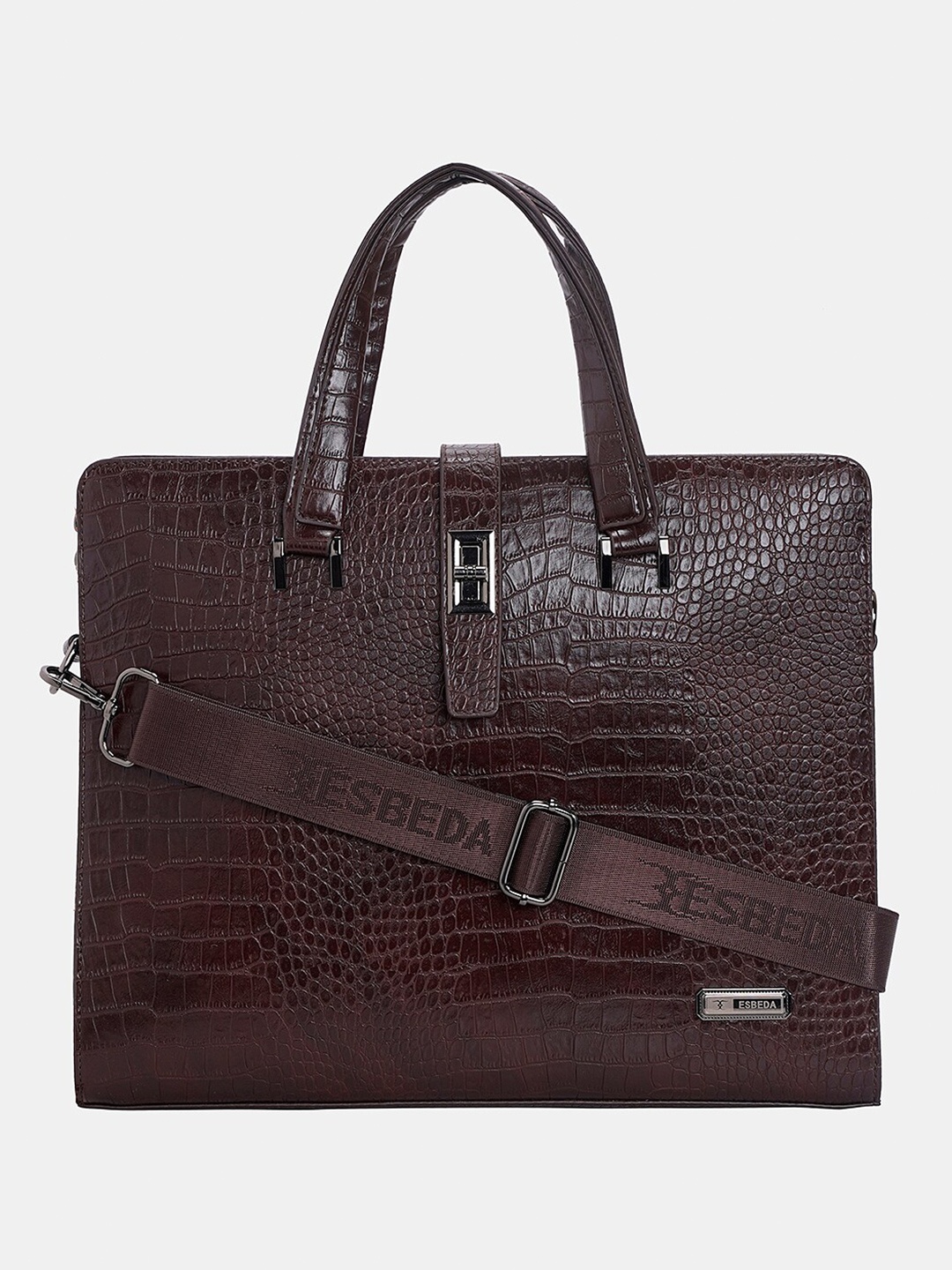 

ESBEDA Men Textured Laptop Bag -Up to 14 inch, Brown