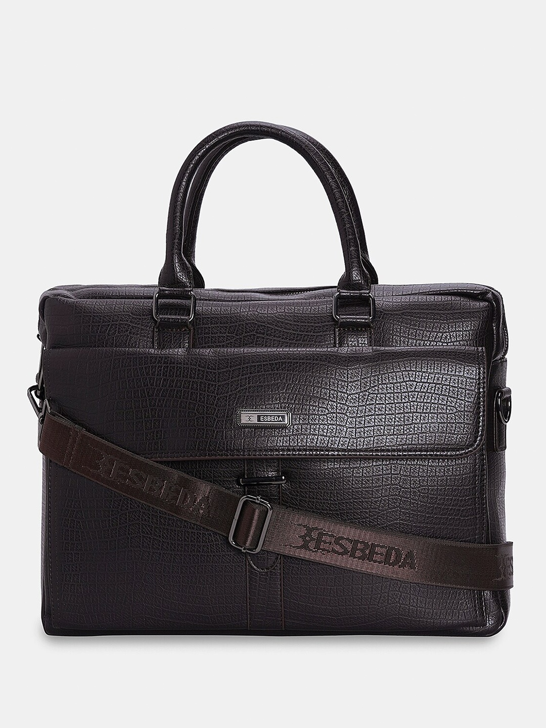 

ESBEDA Men Textured Laptop Bag -Up to 14 inch, Brown
