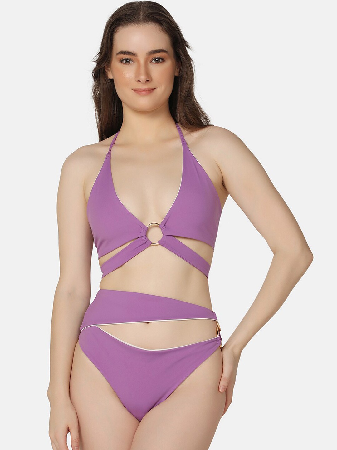

Da Intimo Cut Out Two Piece Swim Set, Lavender