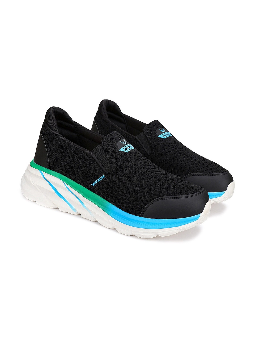 

BERSACHE Men Textured Lightweight Slip-On Sneakers, Black