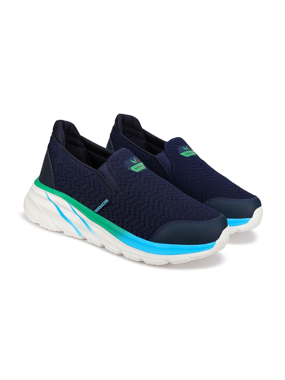 

BERSACHE Men Textured Lightweight Slip-On Sneakers, Blue