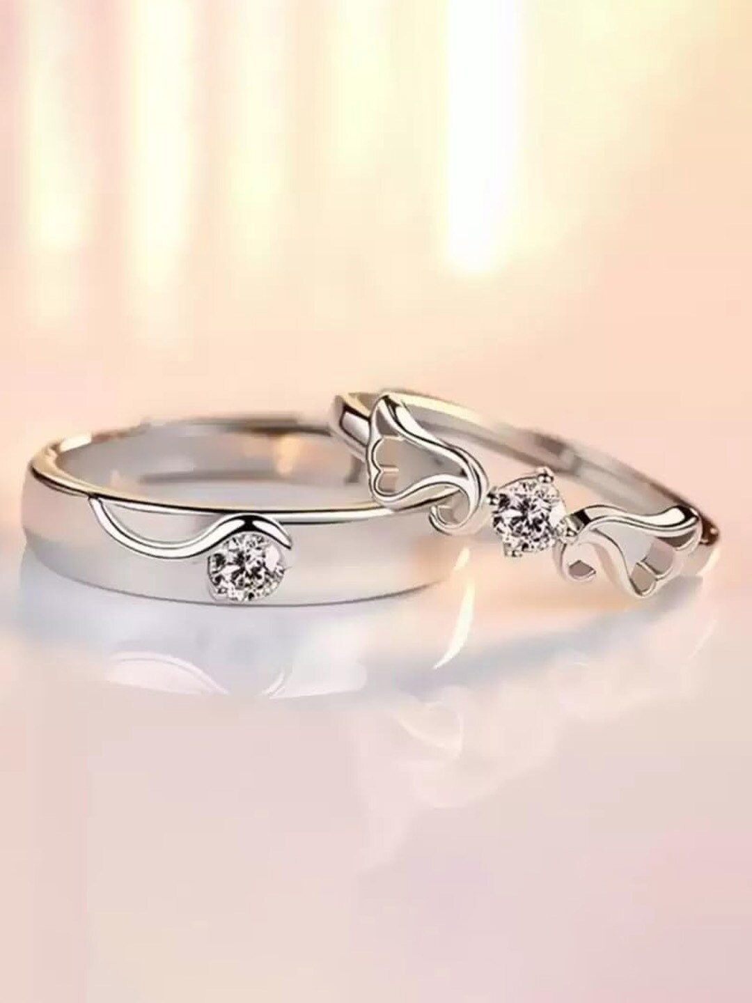 

Krelin Set of 2 Silver Plated Sterling Silver Him and Her Finger Rings