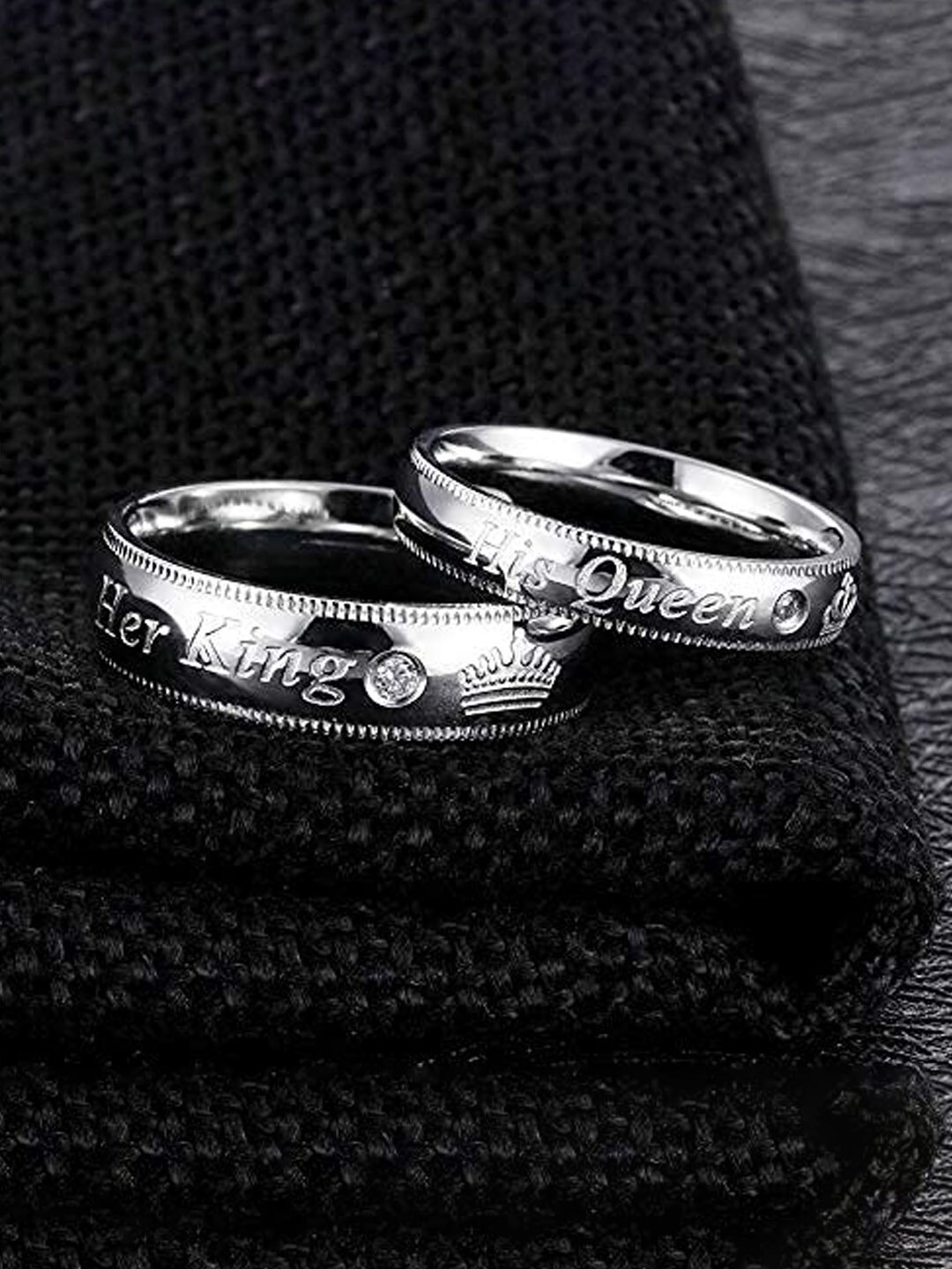 

Krelin Set Of 2 Silver-Plated Sterling Silver Adjustable Couple Band Finger Rings