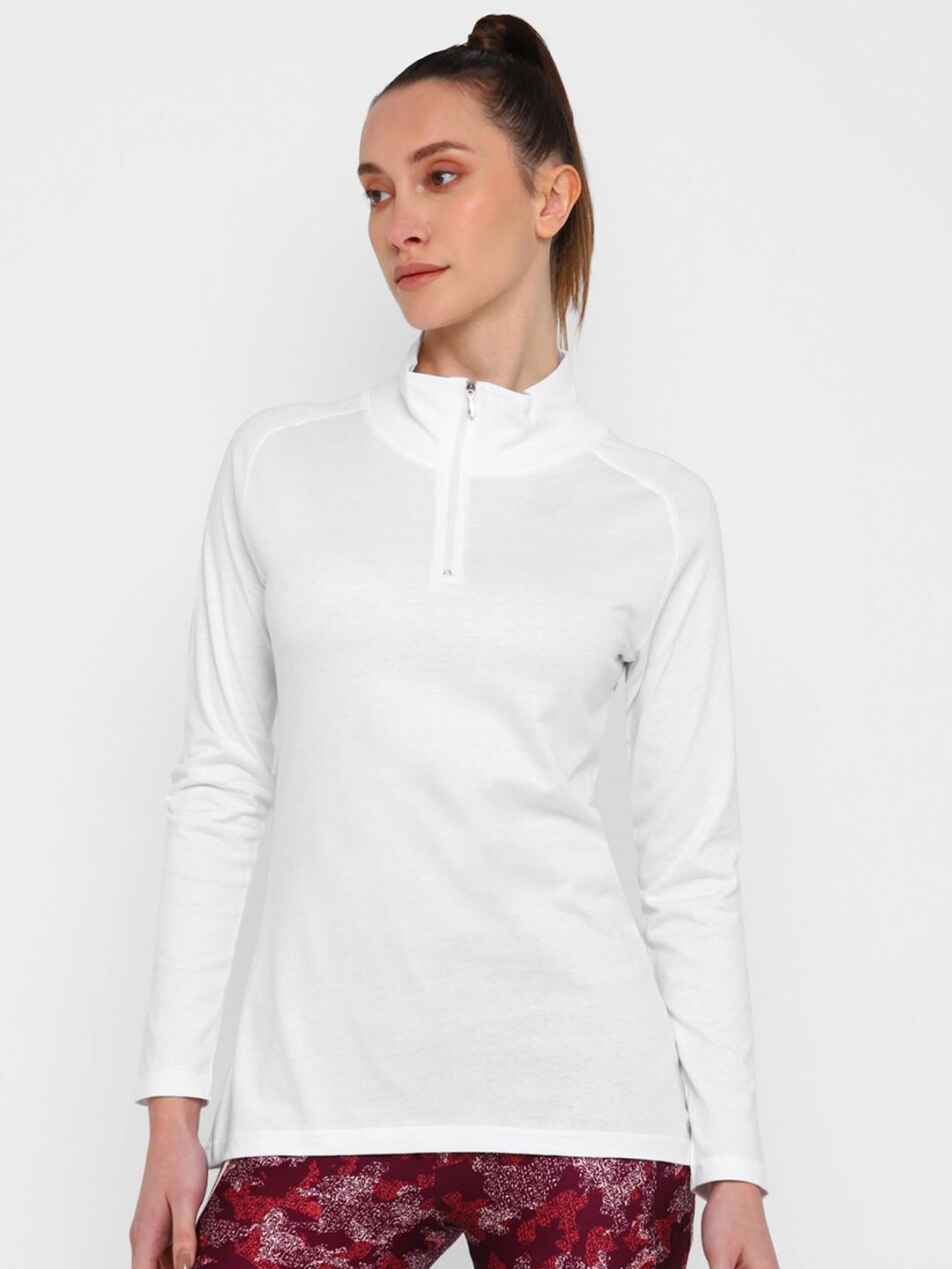 

appulse High Neck Raglan Sleeves Relaxed Fit Cotton Sports T-shirt, White