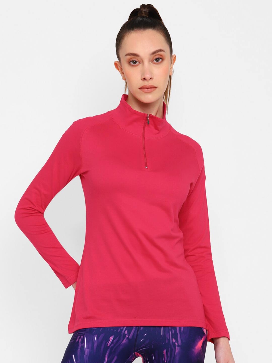 

appulse High Neck Raglan Sleeves Relaxed Fit Cotton Sports T-shirt, Rose