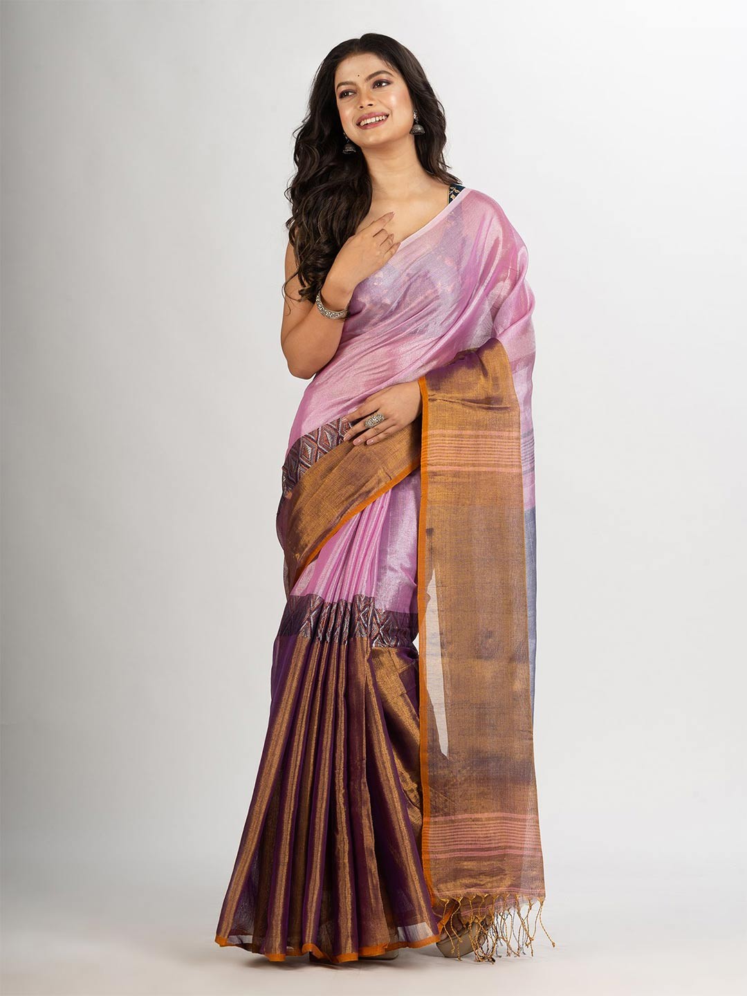 

Angoshobha Woven Design Zari Saree, Pink