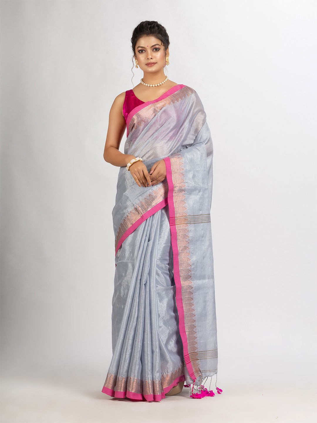 

Angoshobha Woven Design Zari Saree, Grey