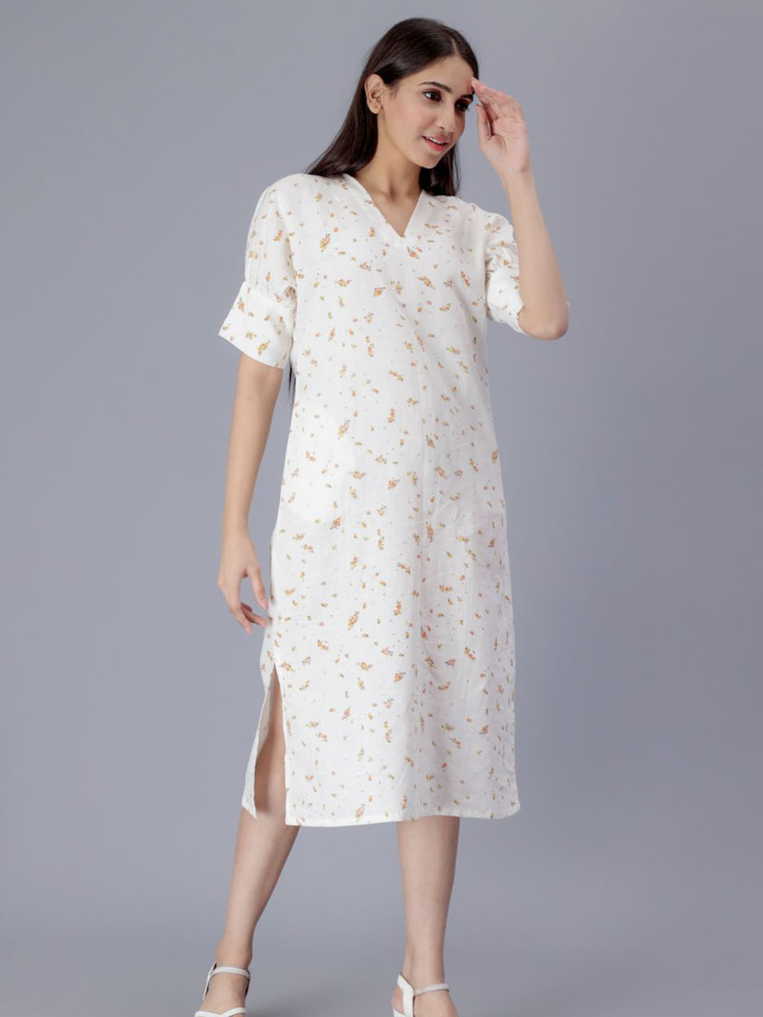 

BAESD Multicoloured Print Puff Sleeve Three-Quarter Dress, Multi