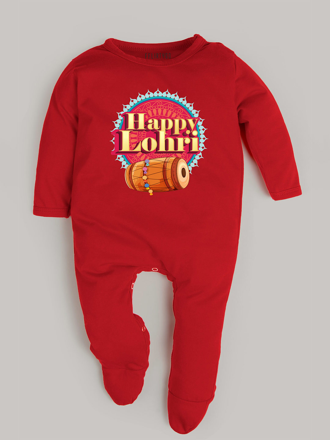 

FFLIRTYGO Infants Typography Printed Pure Cotton Sleepsuit, Red