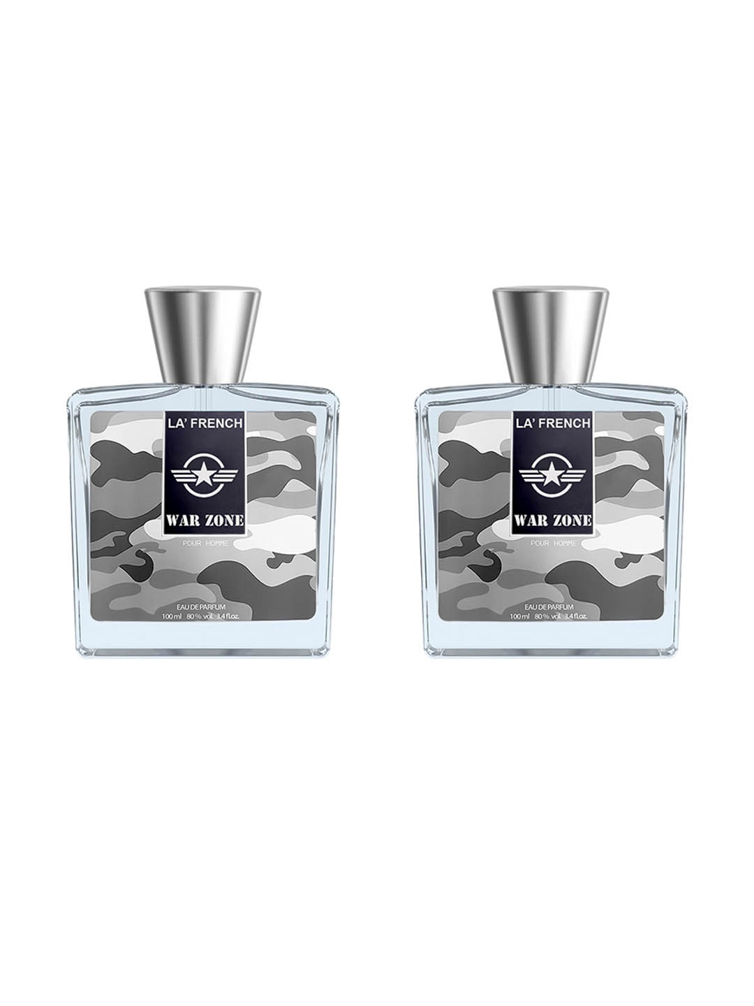 

La French Men Set Of 2 War Zone Eau De Parfum - 100ml Each, Grey