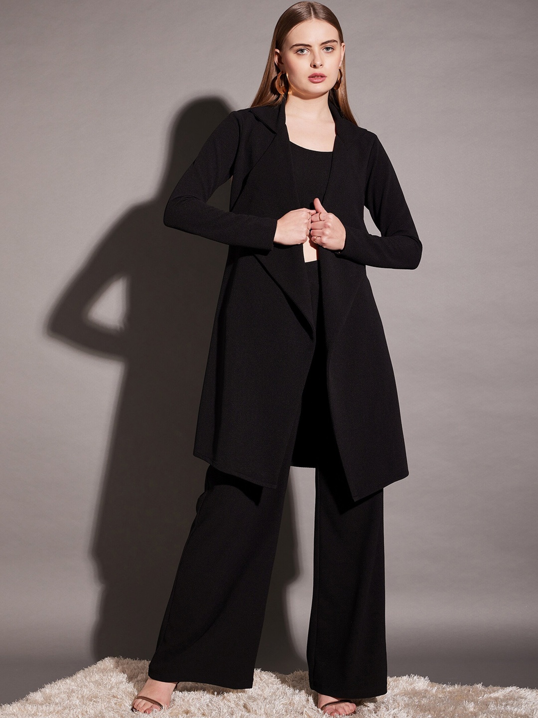 

MABISH by Sonal Jain Crop Top With Trouser & Shrug, Black