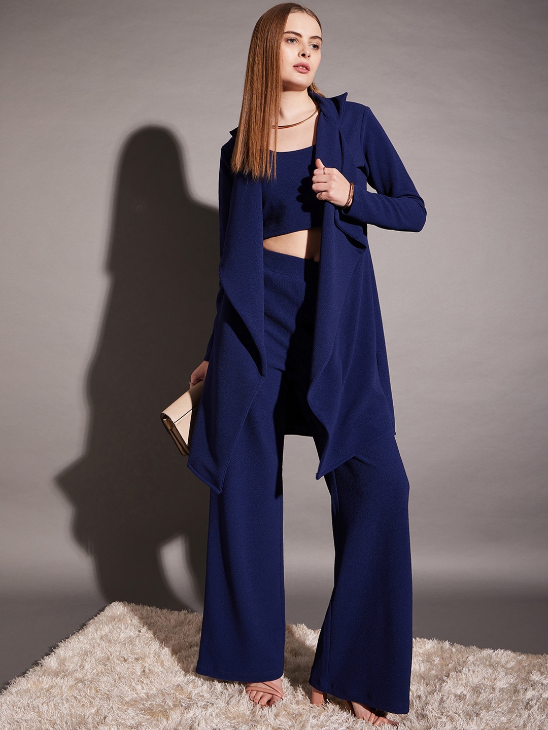 

MABISH by Sonal Jain Crop Top With Trouser & Shrug, Blue