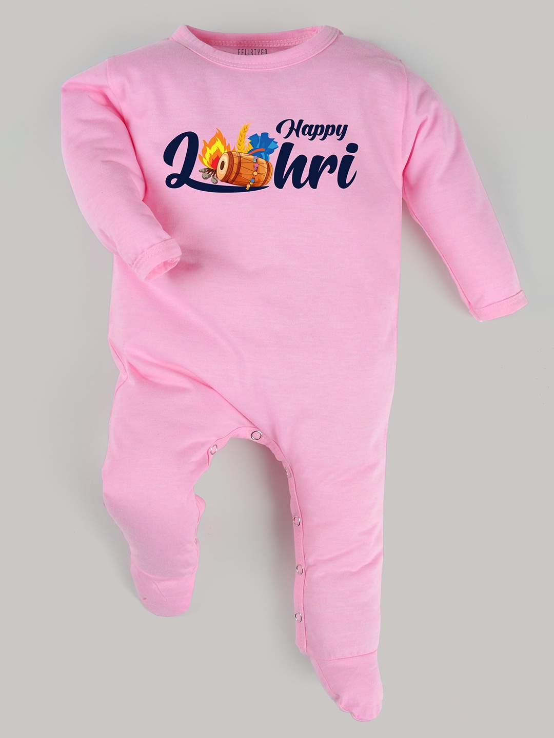 

FFLIRTYGO Infants Printed Pure Cotton Sleepsuit, Pink