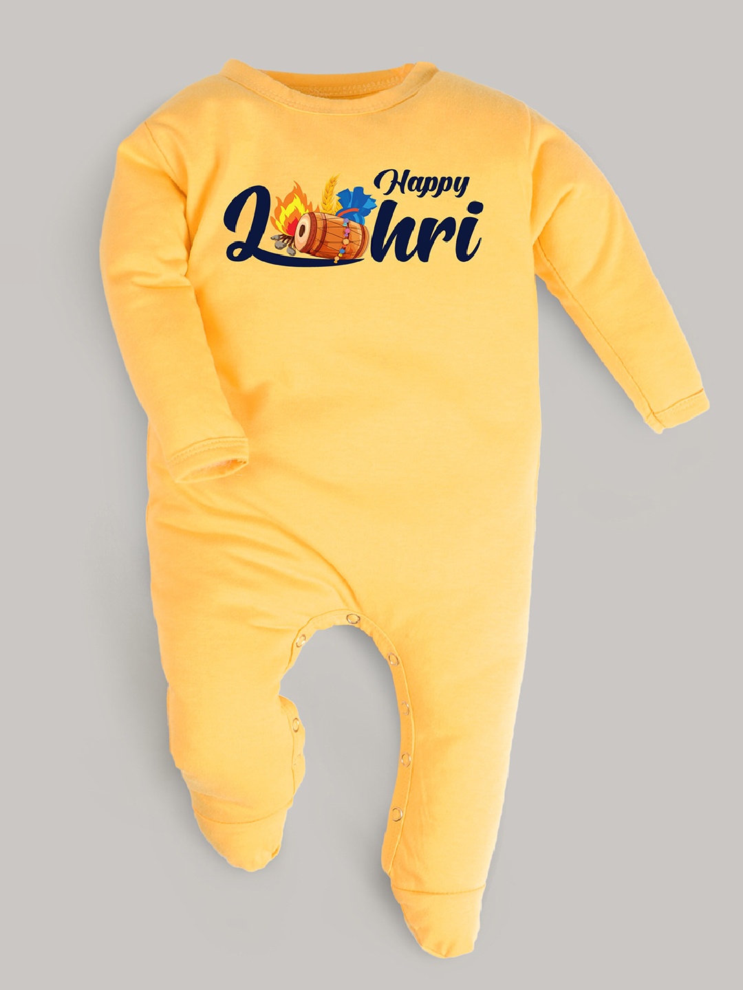 

FFLIRTYGO Infants Printed Pure Cotton Sleepsuit, Yellow
