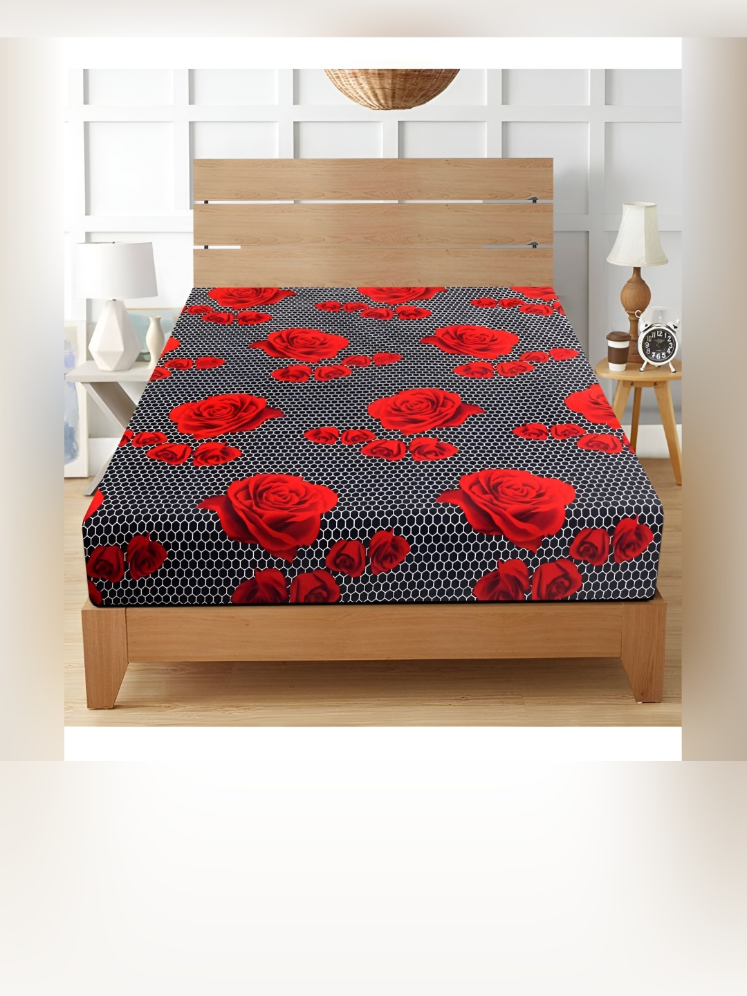 

Supreme Home Collective Red Floral Microfiber 144 TC Queen Bedsheet