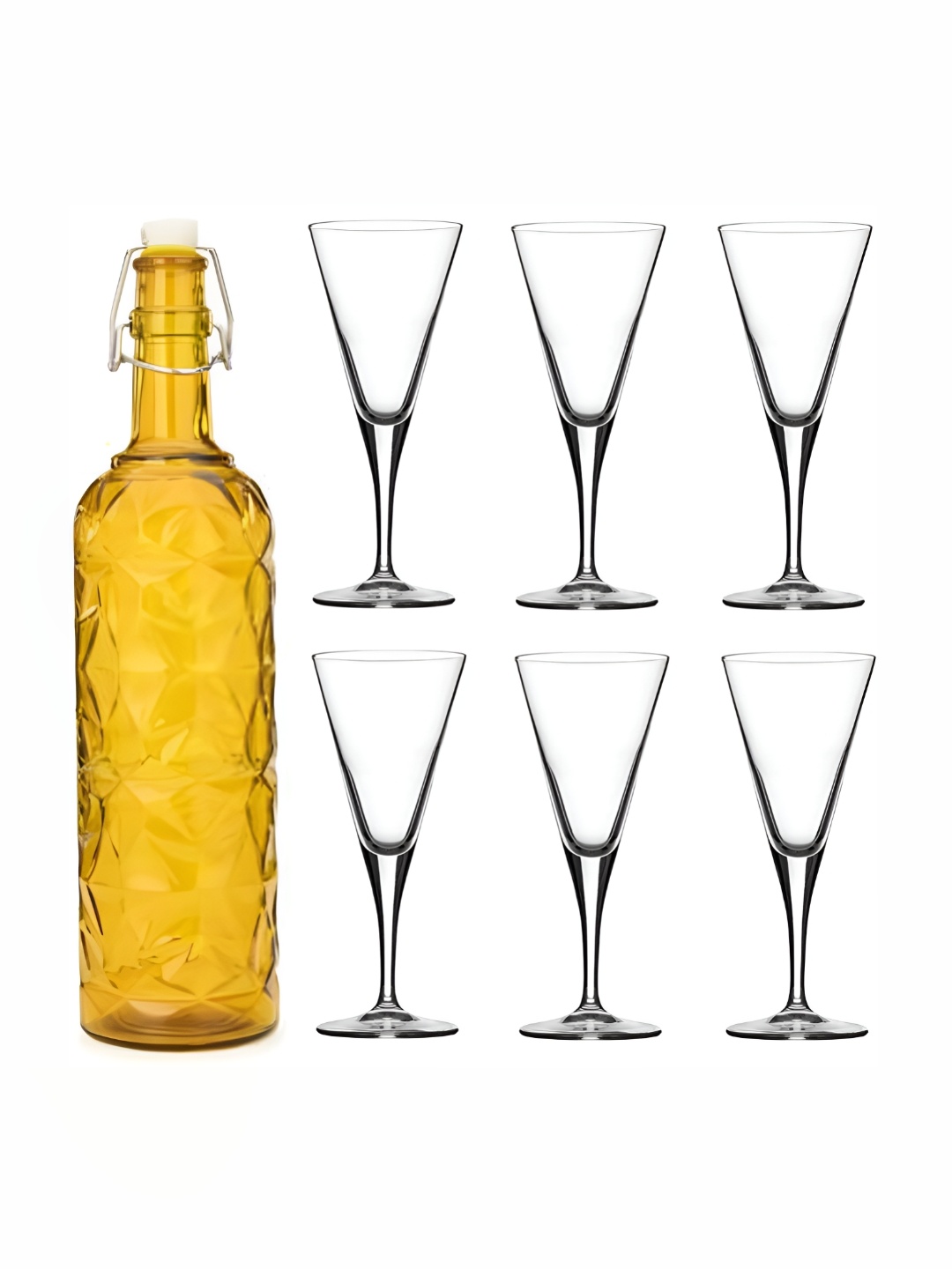 

Afast Yellow & Transparent 7 Pieces Glasses With Water Bottle Set