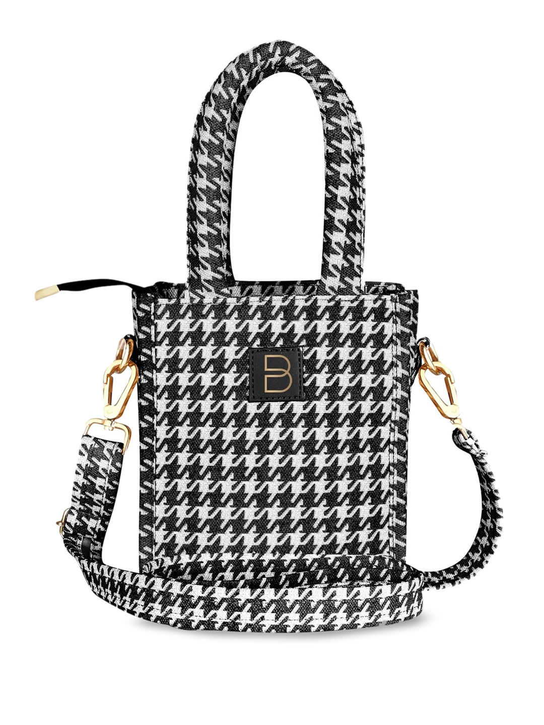 

BAGGATE Checked Structured Sling Bag, Black