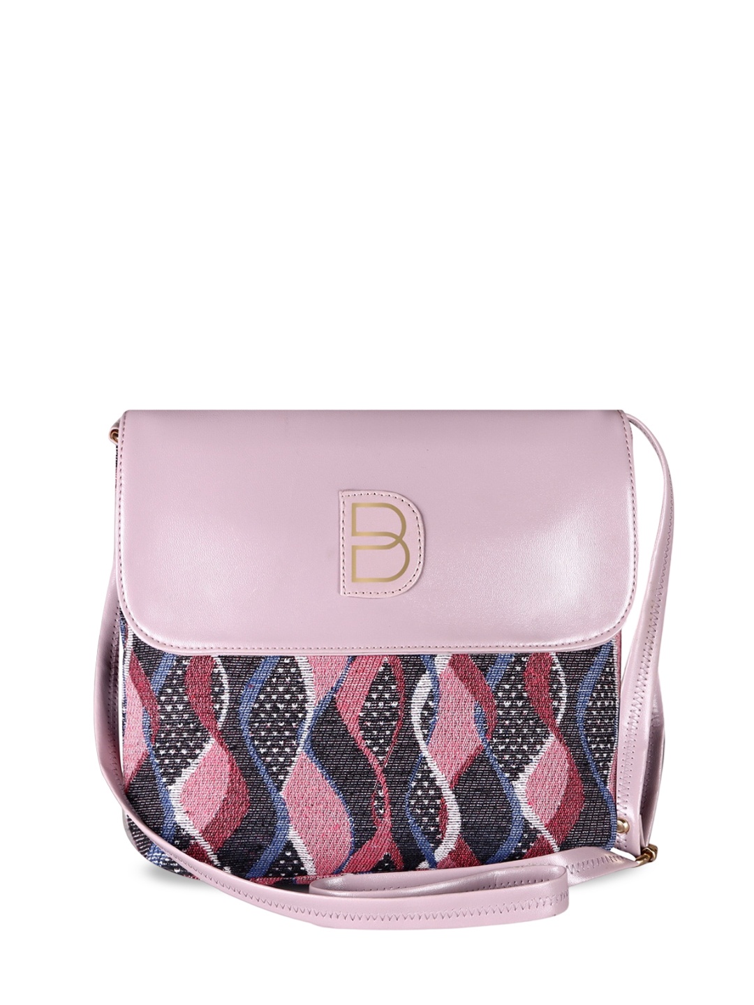 

BAGGATE Geometric Printed Structured Sling Bag, Pink