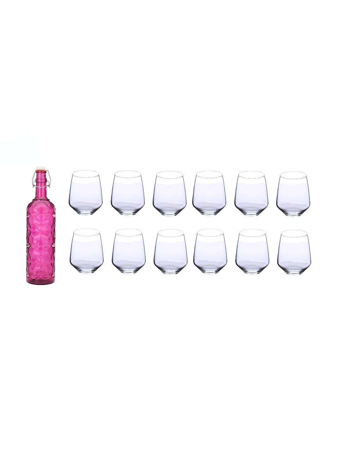 

Afast Pink & Transparent 13 Pieces Glasses With Water Bottle Set