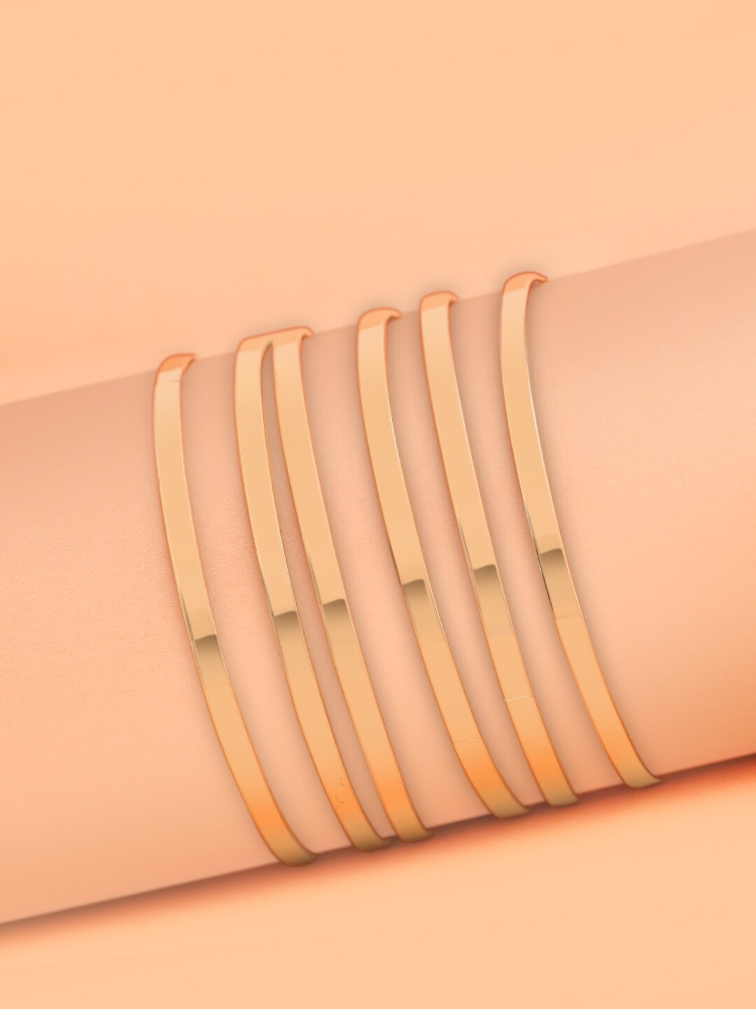 

DressBerry Set Of 6 Rose Gold-Plated Kada Bracelets