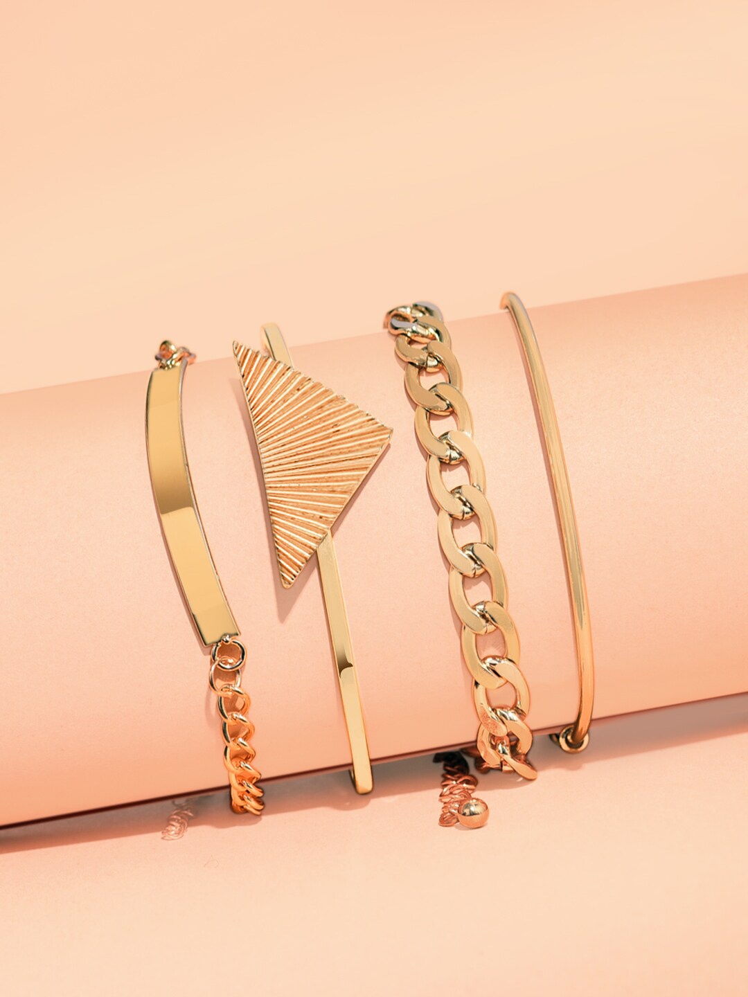 

DressBerry Set Of 4 Gold-Toned Rose Gold-Plated Wraparound Bracelet
