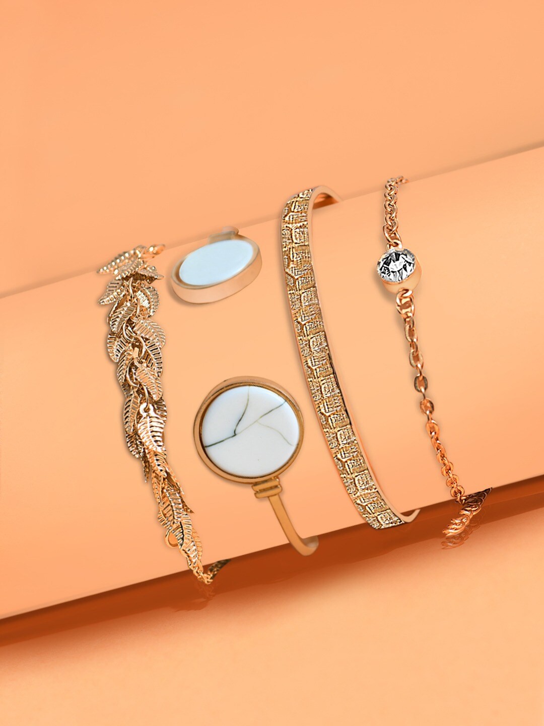 

DressBerry Set of 4 Rose Gold Toned Rose Gold Plated Bracelet