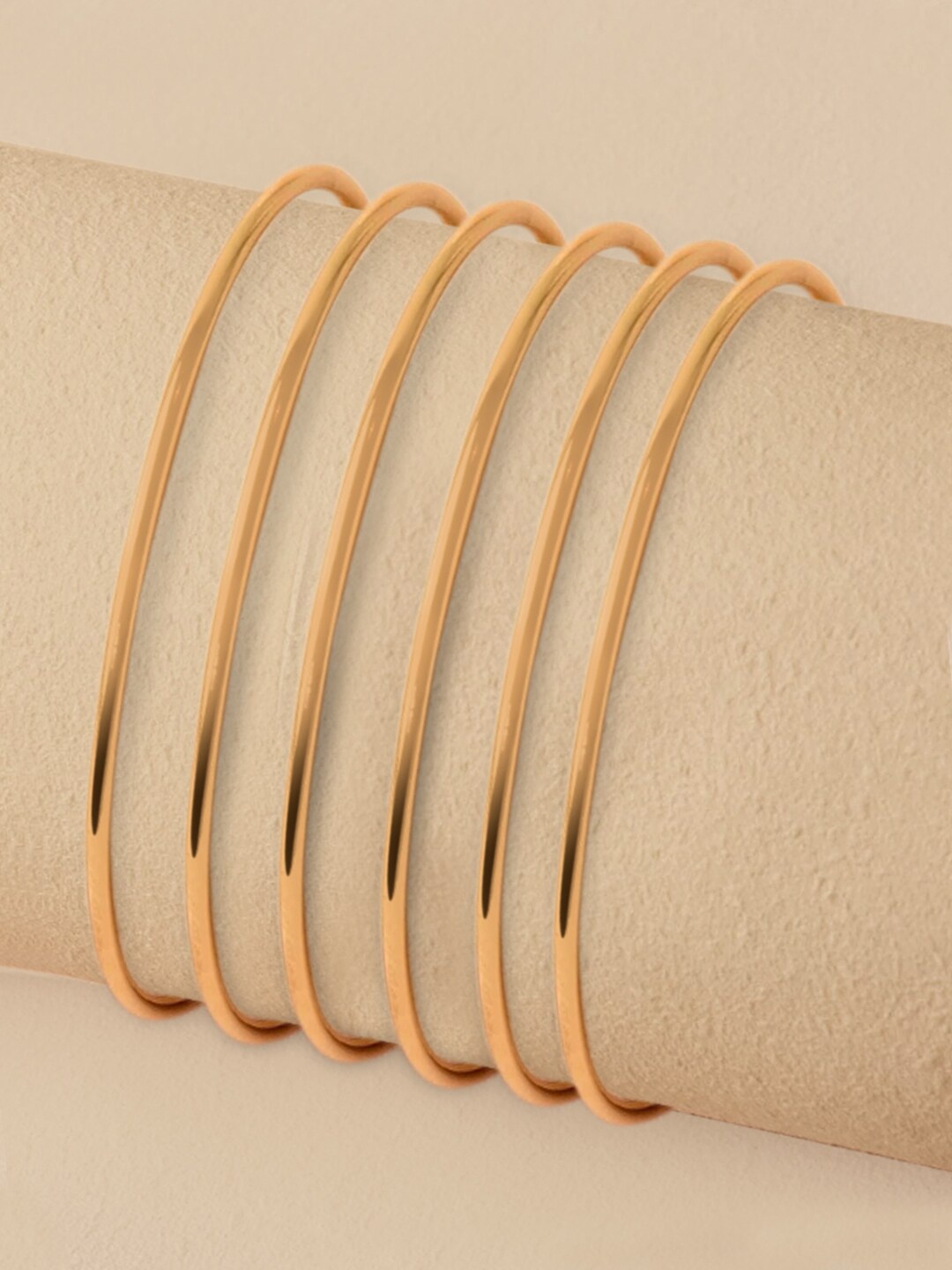 

DressBerry Set of 6 Rose Gold Rose Gold-Plated Bangle-Style Bracelets