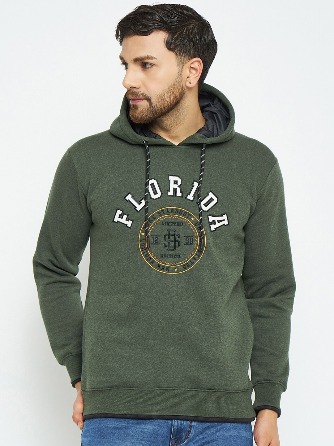 

Duke Typographic Printed Hooded Cotton Sweatshirt, Green