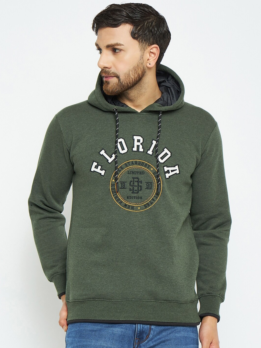 

Duke Typographic Printed Hooded Cotton Sweatshirt, Green