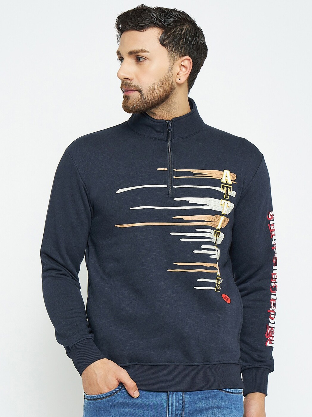 

Duke Abstract Printed Cotton Sweatshirt, Blue