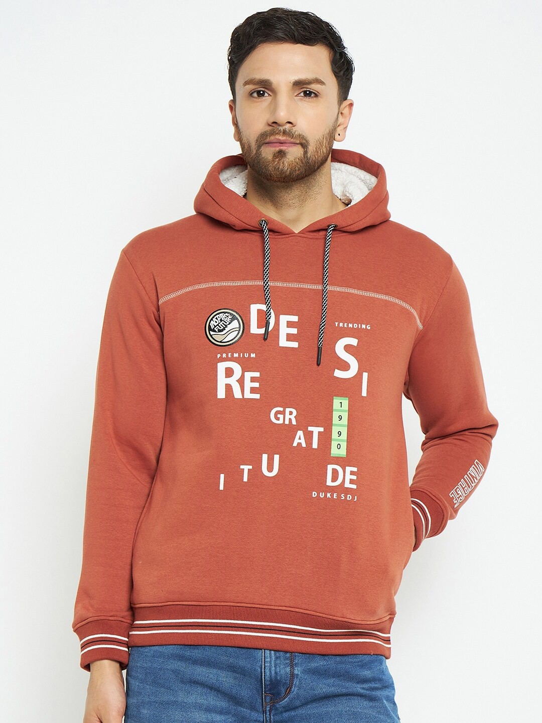 

Duke Typographic Printed Hooded Cotton Sweatshirt, Red