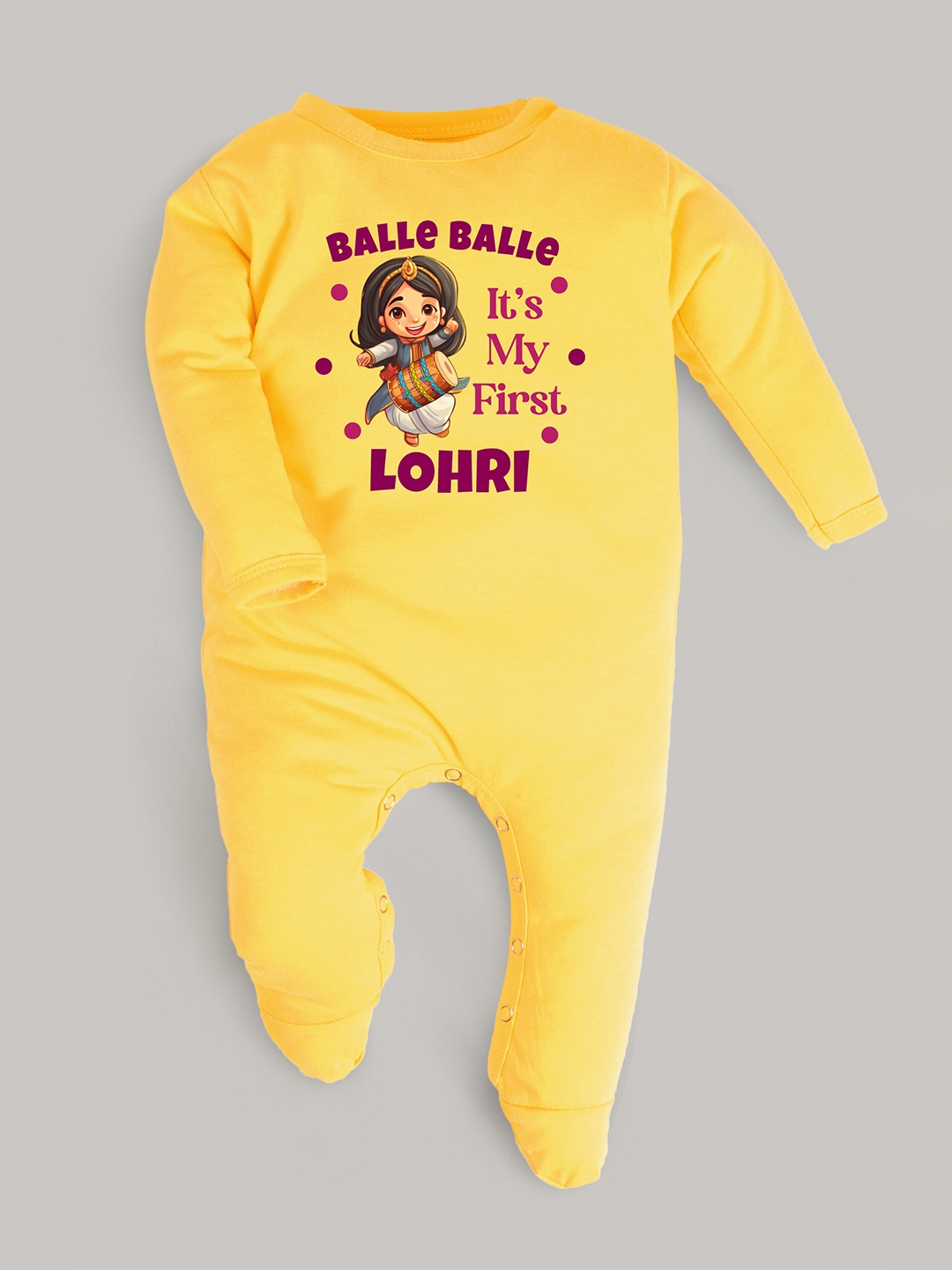 

FFLIRTYGO Infants Typography Printed Pure Cotton Sleepsuit, Yellow